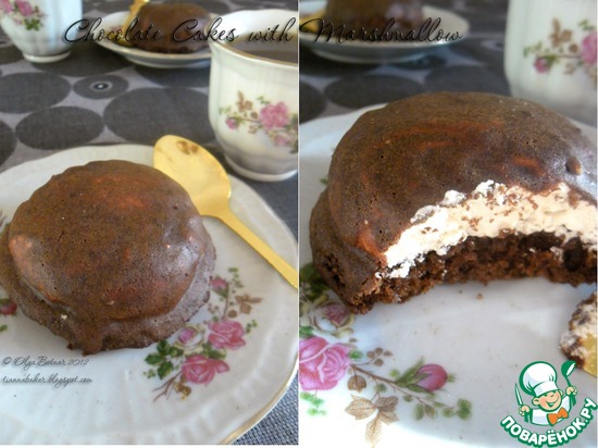 Шоколадное пирожное с зефиром