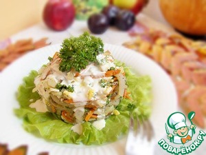 Рецепт Овощной салат с кальмарами