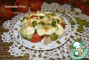 Рецепт Салат овощной с курицей и арахисом