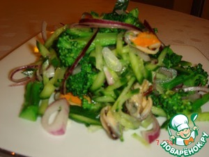 Рецепт Зеленый салат с мидиями