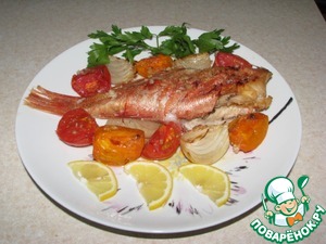 Рецепт Морской окунь, запеченный с овощами