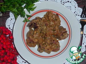Рецепт Куриная печень по-строгановски