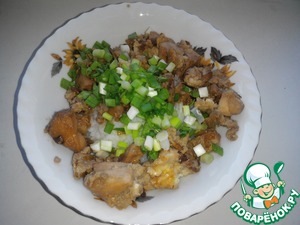 Рецепт Японский омлет с курицей и рисом "Оякодон"