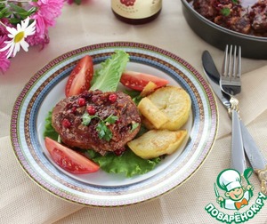 Рецепт Медальоны из мяса индейки под брусничным соусом d'arbo