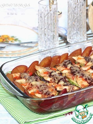 Рецепт Запеченная курочка с овощами со сливовым соусом