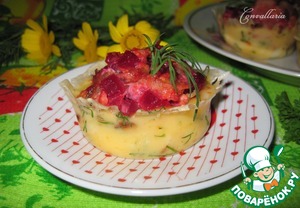 Рецепт Сырные "корзинки" с салатом из курицы и овощей