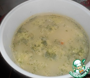 Рецепт Сырный суп с клецками из кабачка