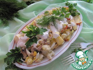 Рецепт Салат из фасоли и цветной капусты с шампиньонами
