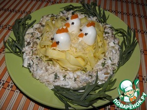 Рецепт Феттучине с соусом из белых грибов "Гнездышко"