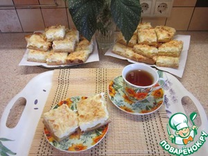 Рецепт Творожно-персиковый пирог с миндальной посыпкой