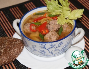 Рецепт Овощной суп с китайской капустой, имбирем и фрикадельками