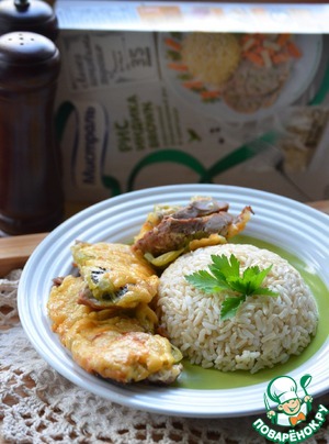 Рецепт Свинина с киви под сырной корочкой и рисом
