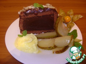 Рецепт Шоколадная маркиза с грушами-фламбе