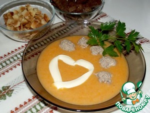 Рецепт Пряный морковный крем-суп с мясными шариками