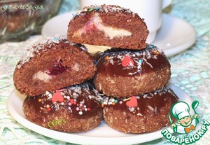 Рецепт Печенье шоколадное с кокосом и ягодой