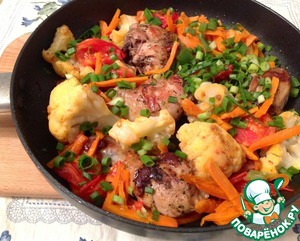 Рецепт Маринованные куриные голени с цветной капустой и овощами