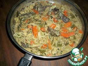Рецепт Мясо тушеное с овощами в молочно-арахисовом соусе
