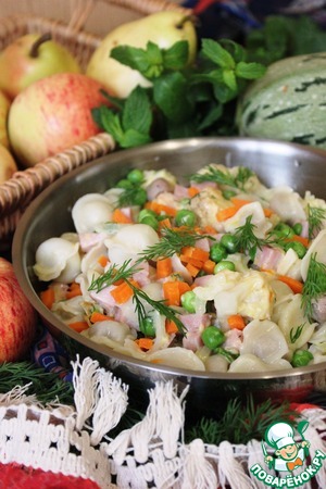 Рецепт Овощи с пельменями на сковороде