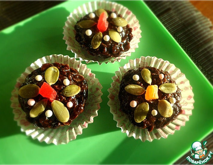 Рецепт: Шоколадно-геркулесовые конфеты