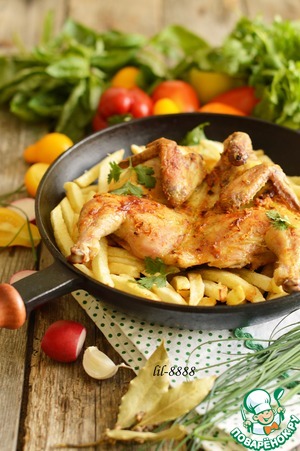 Рецепт Ароматный цыпленок с жареным картофелем