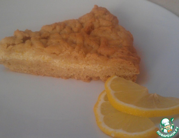 Рецепт: Лимонный пирог с творогом на песочном тесте