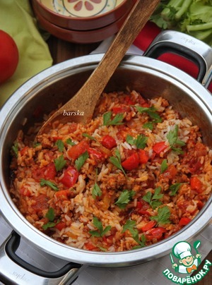 Рецепт Итальянская сковорода с фаршем, овощами и рисом