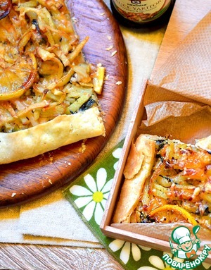 Рецепт Крымский сырный пирог с кальмаром, мидиями и креветками