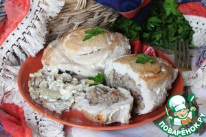 Рецепт Кармашки из куриной грудки с гречкой и грибами в мультиварке