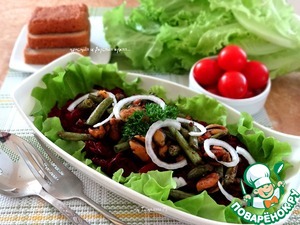 Рецепт Салат из свеклы с зеленой фасолью и мидиями