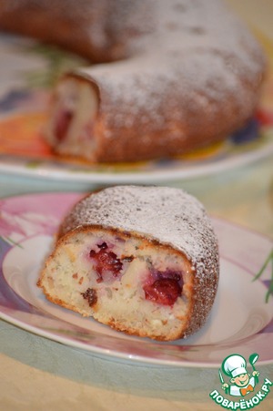 Рецепт Миндально-вишневый пирог на кефире
