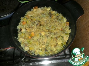 Рецепт Паэлья с курицей, грибами, цуккини и сыром