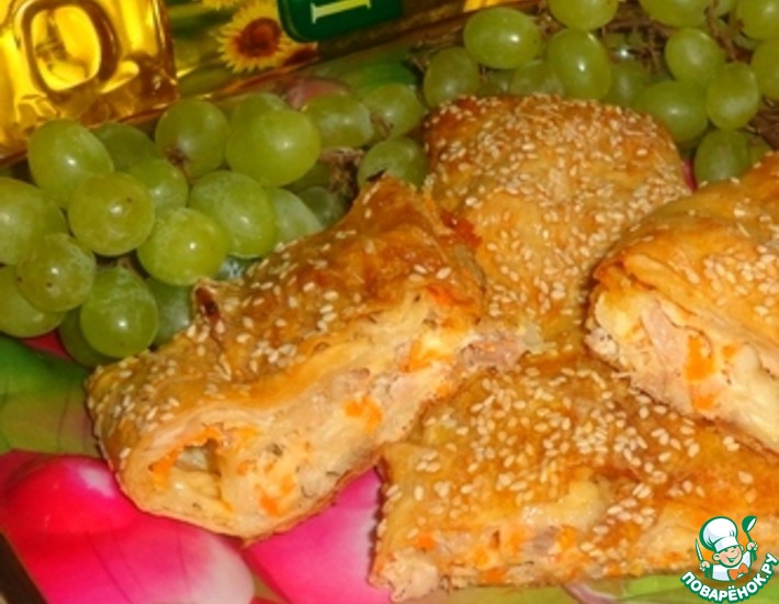 Рецепт: Фаршированный лаваш с курицей и виноградом Осенняя изюминка