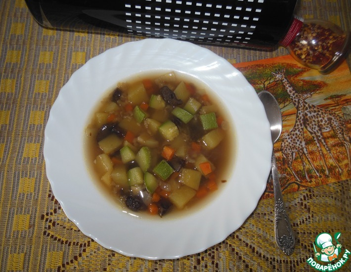 Рецепт: Грибной суп с чечевицей