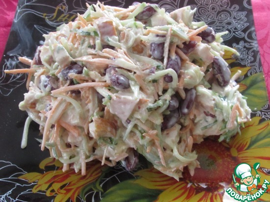 Салат с копчёной куриной грудкой и огурцом по рецепту Маришка-2015 https://www.povarenok.ru/recipes/show/101489/