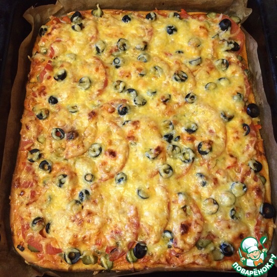 Пицца овощная на тонком дрожжевом тесте