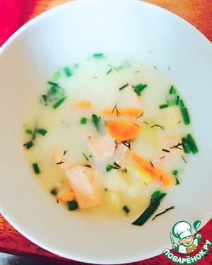 Рецепт Сырный суп с красной рыбой