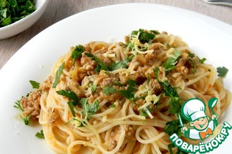 Рецепт: Спагетти в перечно-мясном соусе