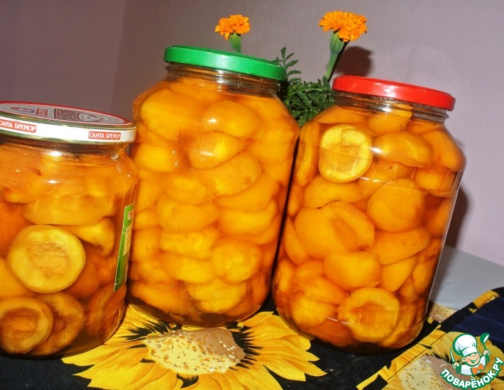Рецепт: Дольки персиков в сиропе на зиму