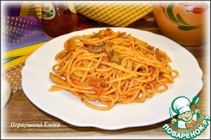 Рецепт Паста с грибами и оливками с соусом "Сацебели"