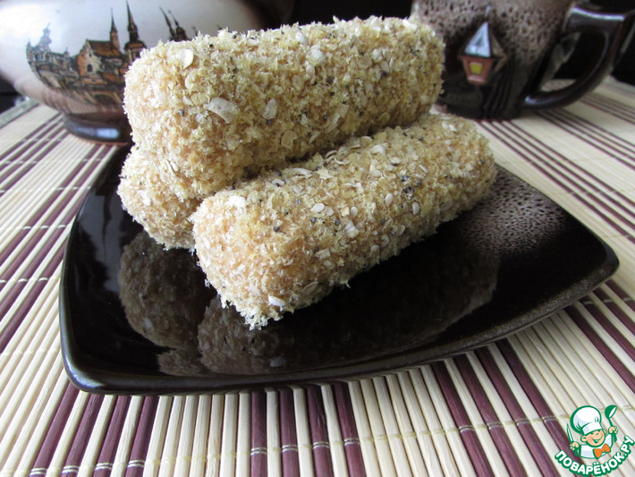 Карамельные батончики с овсяными хлопьями – кулинарный рецепт