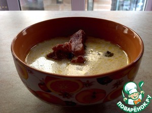 Рецепт Сырный суп с копчеными ребрышками