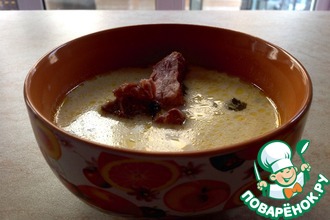 Рецепт: Сырный суп с копчеными ребрышками