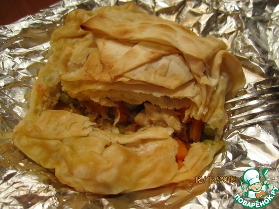 Куриное филе с овощами, запеченные в лаваше! Фото 3