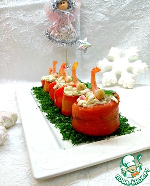 Рецепт Морковная закуска с креветками "Зимняя сказка"