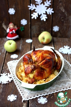 Рецепт Курица, фаршированная пшеном с яблоком