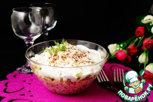 Рецепт Салат с рисом, киноа и печенью трески