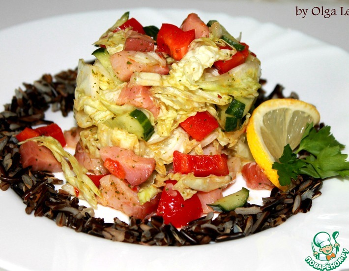 Рецепт: Салат Разноцветный с чёрным рисом