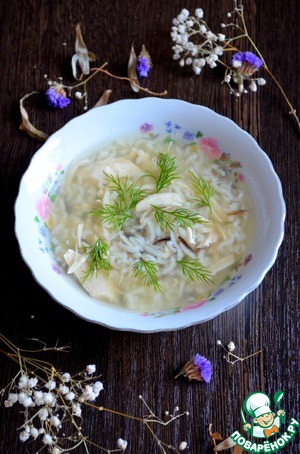 Рецепт Лимонно-мятный куриный суп с рисом