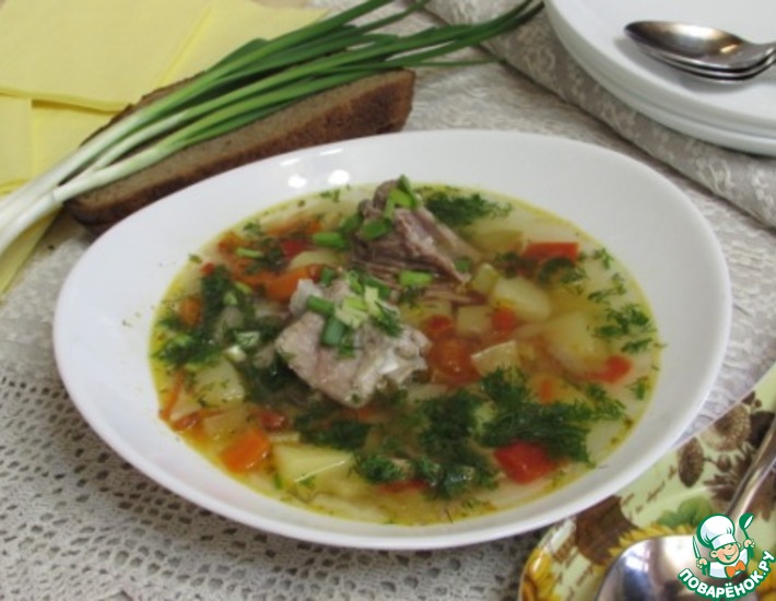 Рецепт: Овощной суп со свининой