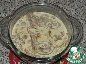 Рецепт Кальмары в сладко-сливочном соусе